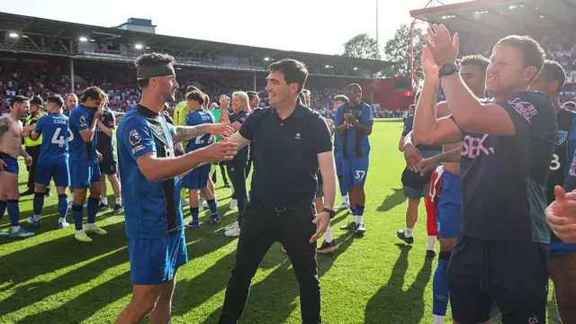 Marcos Senesi with Head Coach Andoni Iraola