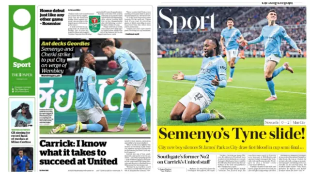 Semenyo features heavily on Wednesday's back pages - the iPaper and Telegraph show him celebrating
