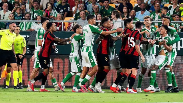 Bournemouth and Betis players clash in a melee