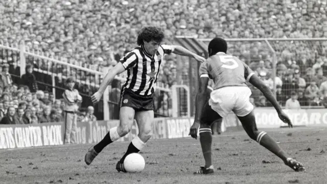 Newcastle captain Kevin Keegan in action