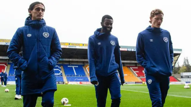 Hearts' Yan Dhanda, Beni Baningime and Kye Rowles at McDiarmid Park