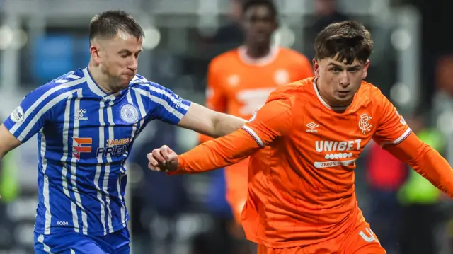 Kilmarnock's Liam Polworth and Rangers' Mikey Moore