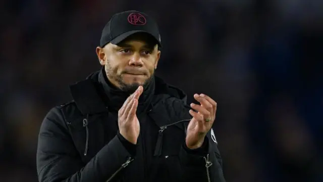 Burnley boss Vincent Kompany applauds