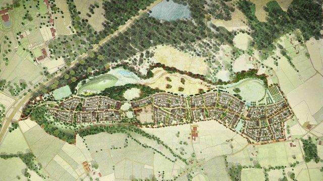 Artist's impression of overhead view of housing scheme