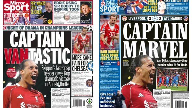 The Mirror and The Daily Express back pages