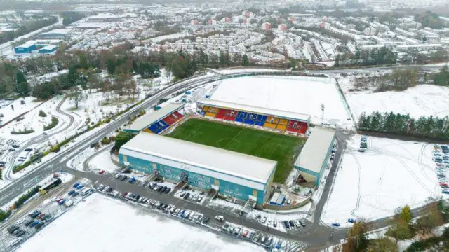 Drone shot of McDiarmid Park ahead of St Johnstone v Kilmarnock.