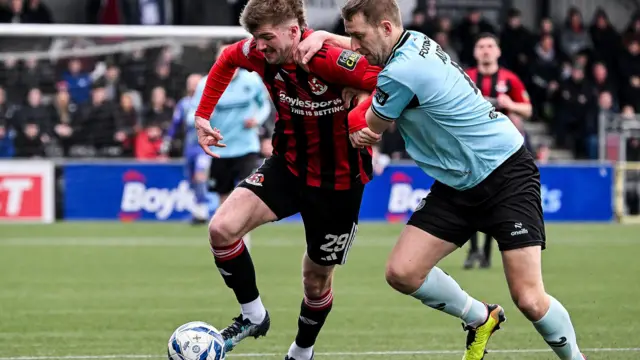 Action from Cliftonville v Crusaders 