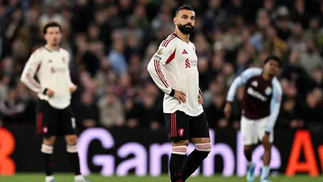 Mohamed Salah of Liverpool reacts.