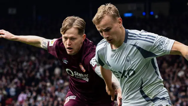 Hearts' Frankie Kent and Aberdeen's Topi Keskinen