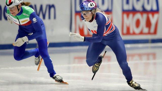 Elise Christie on the track