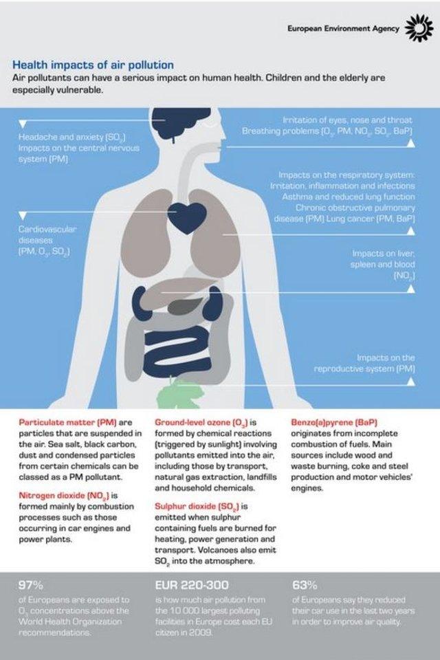 The health impacts of air pollution mapped - an EEA graphic