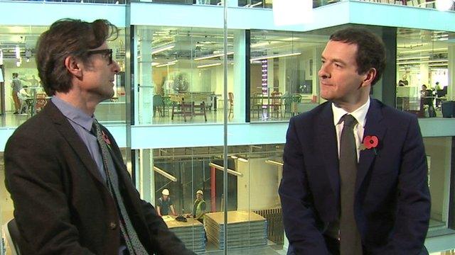 Robert Peston (left) and Chancellor George Osborne