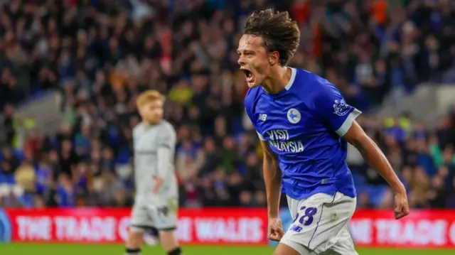 Perry Ng celebrates his goal against Millwall 