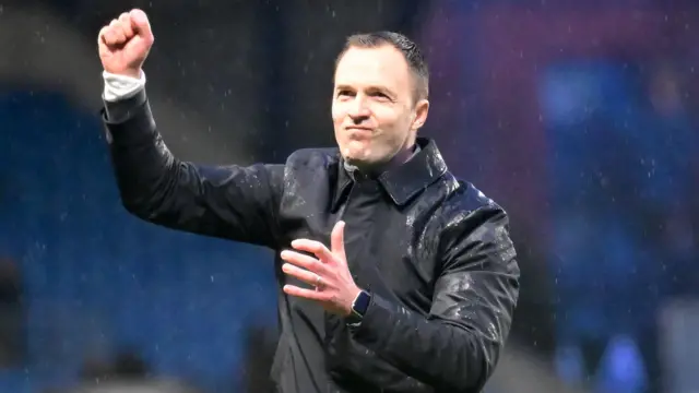 Birmingham boss Chris Davies punches the air in celebration