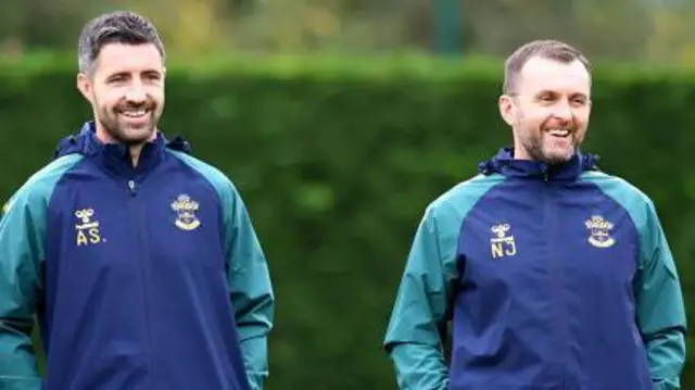 Alan Sheehan and Nathan Jones in training at Southampton 