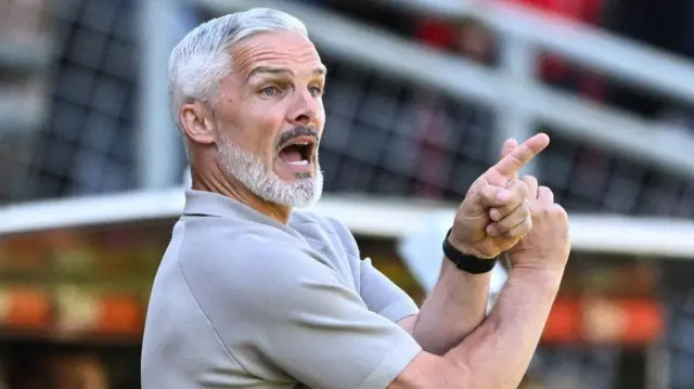 Dundee United Manager Jim Goodwin during a William Hill Premiership match between Dundee United and Aberdeen at the CalForth Construction Arena at Tannadice Park