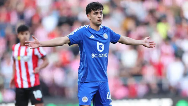 Facundo Buonanotte of Leicester reacts during the Premier League match between Southampton FC and Leicester City FC at St Mary's Stadium