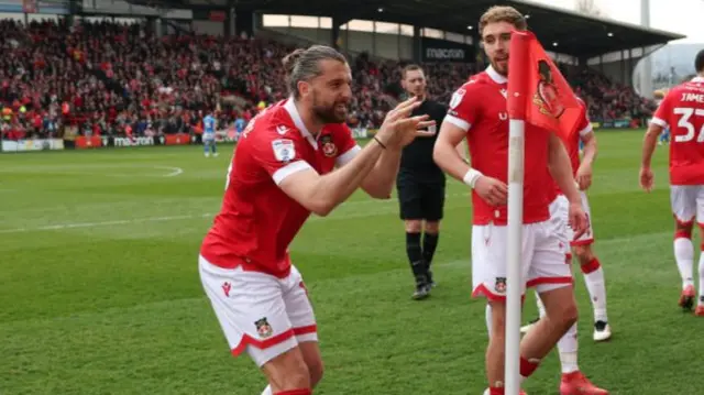 Wrexham striker Jay Rodriguez celebrates