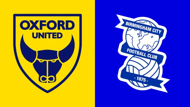 The club badges of Oxford United and Birmingham City side by side
