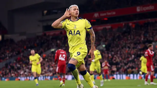 Richarlison celebrates scoring the equaliser against Liverpool