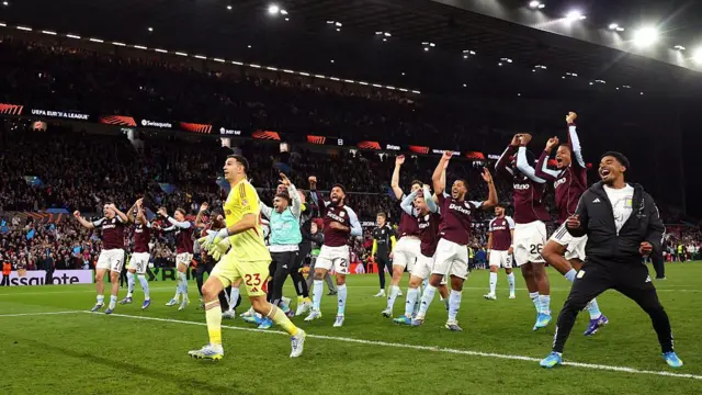 Players of Aston Villa celebrate