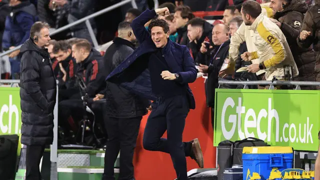 Keith Andrews celebrating a win over Liverpool