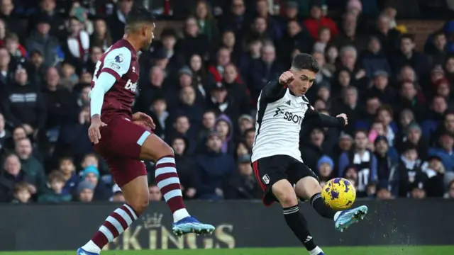 Harry Wilson scores Fulham's fourth goal against West Ham 