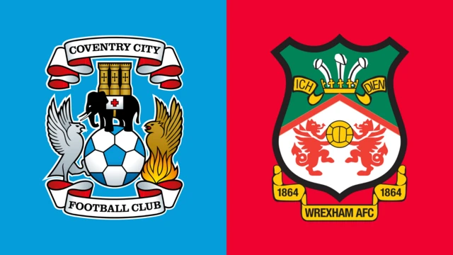 Side-by-side of Coventry City and Wrexham club badges