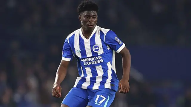  Carlos Baleba in action for Brighton