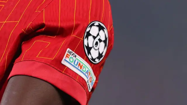 Champions League Branding on the sleeve of a Liverpool shirt