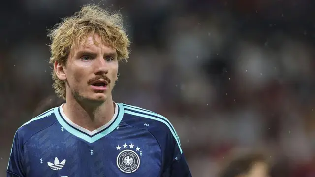 Nick Woltemade of Germany looks on during the international friendly match between Germany and Finland.