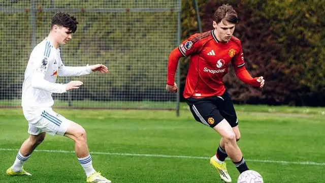 Manchester United midfielder Jack Moorhouse in action in Premier League 2