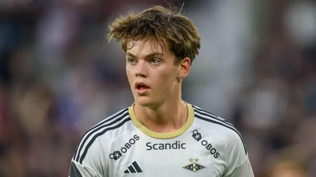Sverre Nypan playing for Rosenburg vs Heart of Midlothian
