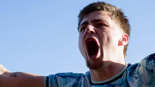 James Crole celebrates his winning goal for Newport County against Barnet