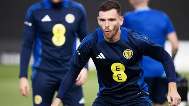 Scotland captain Andy Robertson in training