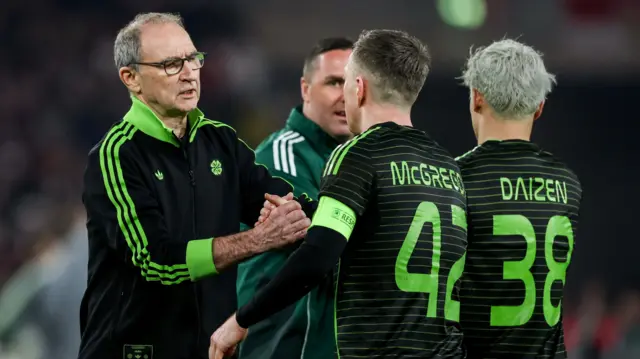 Martin O'Neill, Callum McGregor and Daizen Maeda