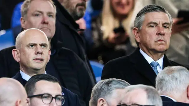 Patrick Stewart and Andrew Cavenagh in the Ibrox directors' box