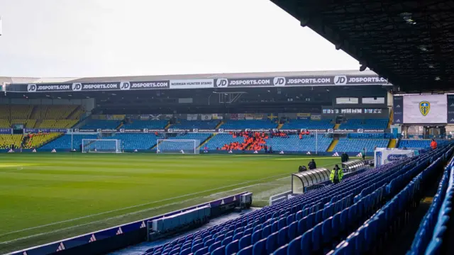 An empty Norman Hunter South Stand at Elland Road