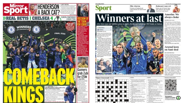 The Mirror and The Times back pages