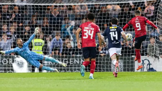 Ronan Hale scores a 96th-minute penalty for Ross County against Dundee