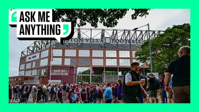 A general view of Aston Villa fans outside Villa Park