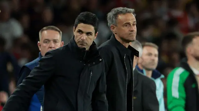 Arsenal manager Mikel Arteta and PSG manager Luis Enrique