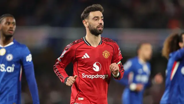 Bruno Fernandes of Manchester United during the Premier League match between Chelsea and Manchester United.