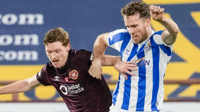 Hearts' Kye Rowles and Kilmarnock's Marley Watkins