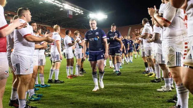 Scotland players look dejected after losing to USA in 2018