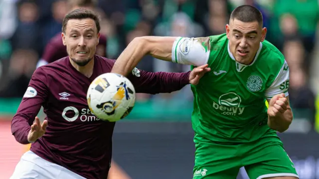 Hearts' Barrie McKay and Hibernian's Lewis Miller