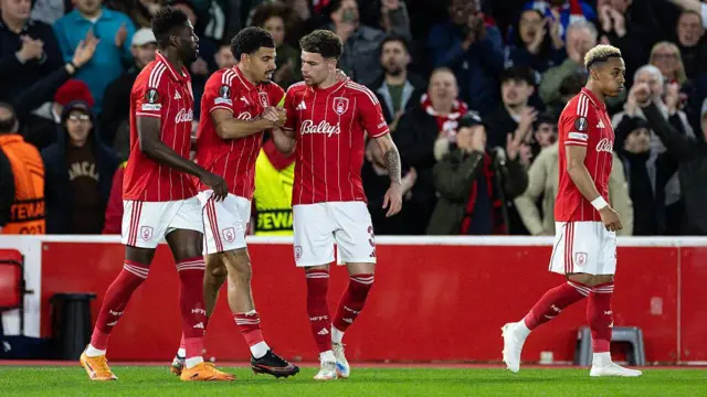 Nottingham Forest's Morgan Gibbs-White celebrates