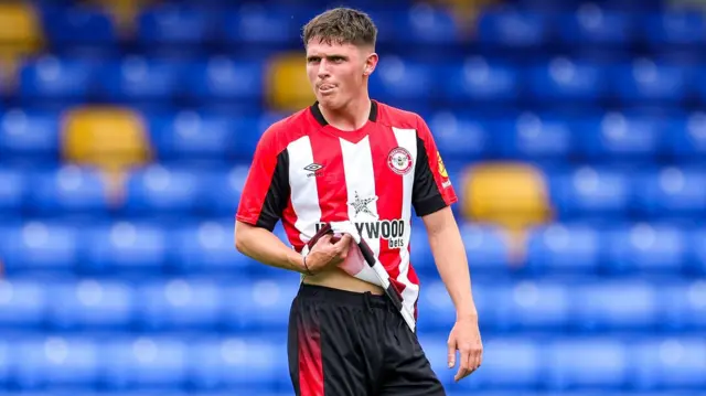 Fin Stevens in action for Brentford during pre-season