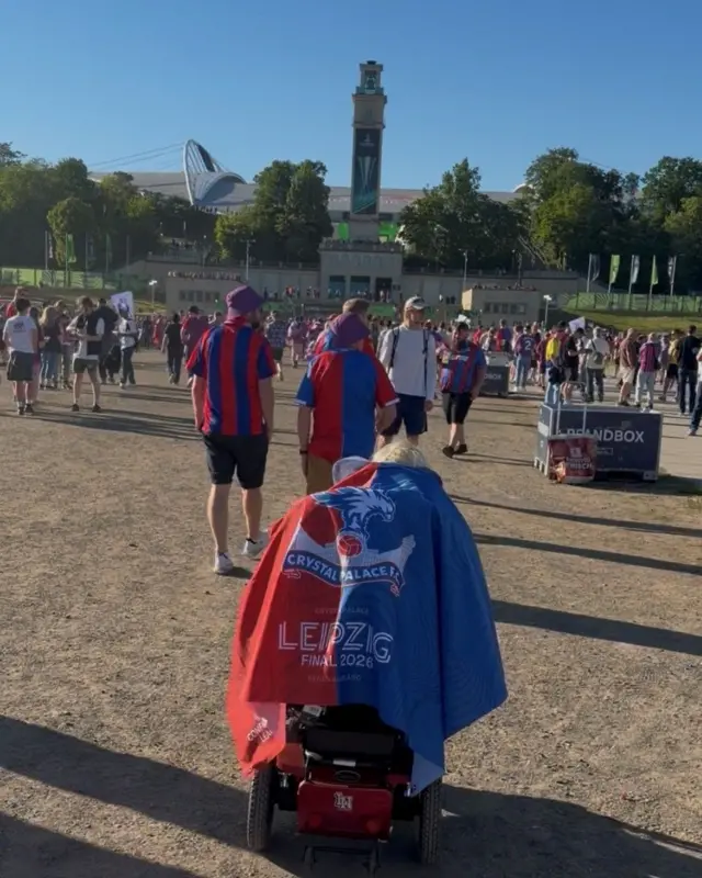Crystal Palace fans making their way towards the stadium for the Conference League final