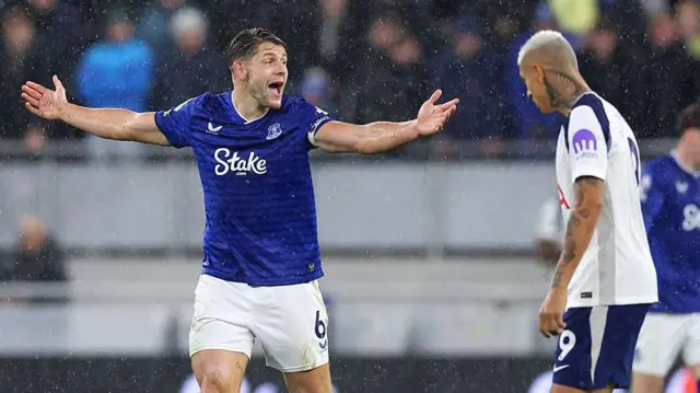 James Tarkowski of Everton reacts